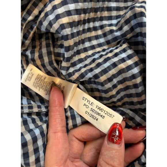 Vineyard Vines OTG Blue Long Sleeve Button Seersucker Gingham Shirt Blue Men 2XL - Picture 4 of 12